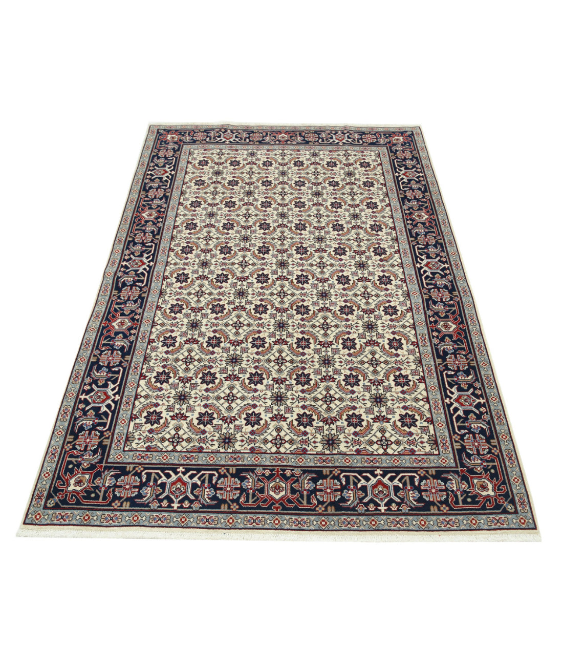 Heritage 4'0'' X 6'1'' Hand-Knotted Wool Rug 4'0'' x 6'1'' (120 X 183) / Ivory / Blue