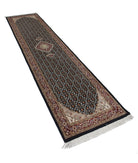 Heritage 2'6'' X 10'4'' Hand-Knotted Wool-Silk Rug 2'6'' x 10'4'' (75 X 310) / Black / Red