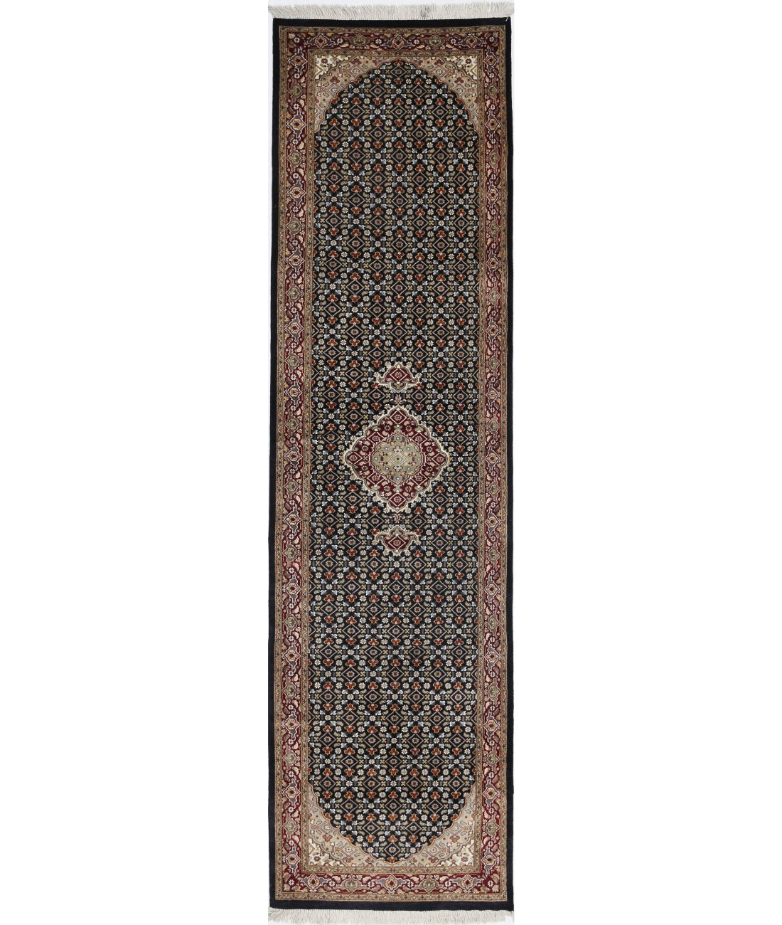 Heritage 2'6'' X 10'4'' Hand-Knotted Wool-Silk Rug 2'6'' x 10'4'' (75 X 310) / Black / Red