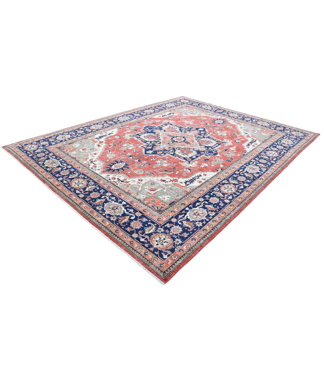 Heriz 9'0'' X 11'8'' Hand-Knotted Wool Rug 9'0'' x 11'8'' (270 X 350) / Red / Blue