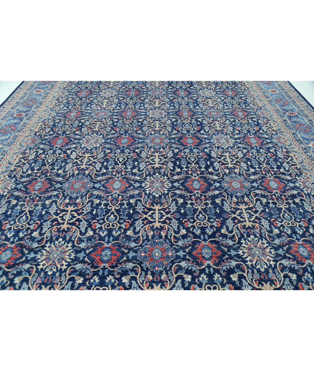 Jasmine 11'10'' X 17'7'' Hand-Knotted Wool Rug 11'10'' x 17'7'' (355 X 528) / Blue / Blue