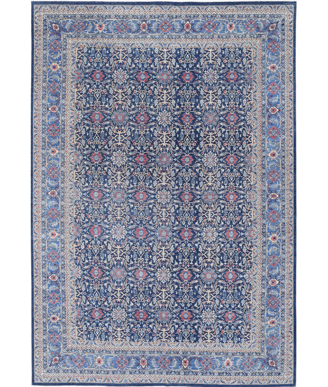 Jasmine 11'10'' X 17'7'' Hand-Knotted Wool Rug 11'10'' x 17'7'' (355 X 528) / Blue / Blue