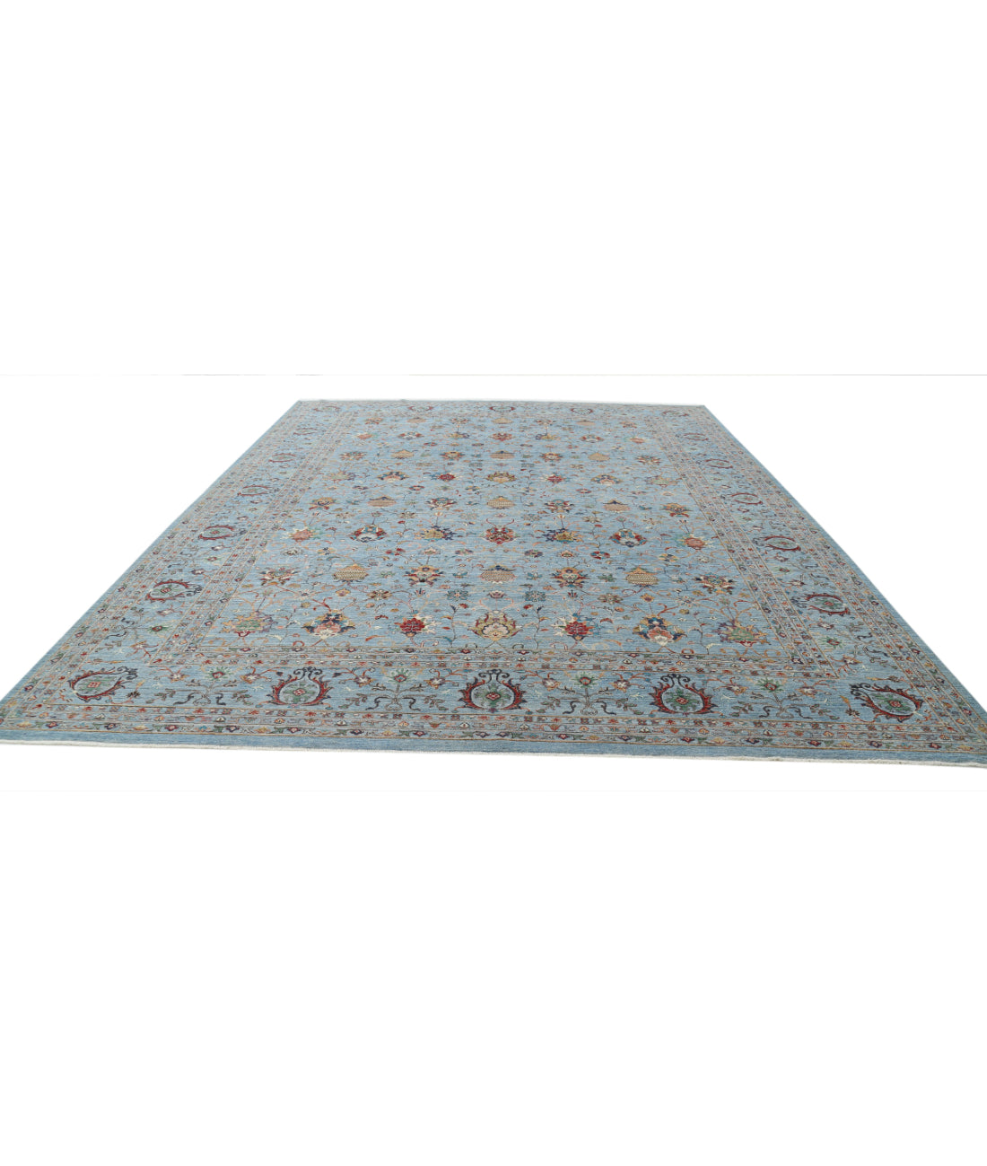 Jasmine 11'9'' X 14'10'' Hand-Knotted Wool Rug 11'9'' x 14'10'' (353 X 445) / Blue / Blue