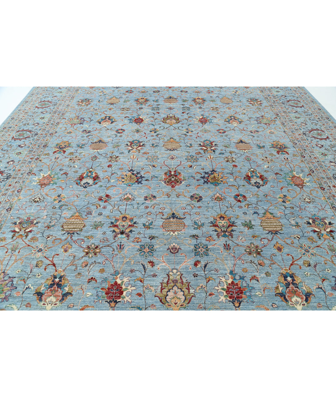 Jasmine 11'9'' X 14'10'' Hand-Knotted Wool Rug 11'9'' x 14'10'' (353 X 445) / Blue / Blue