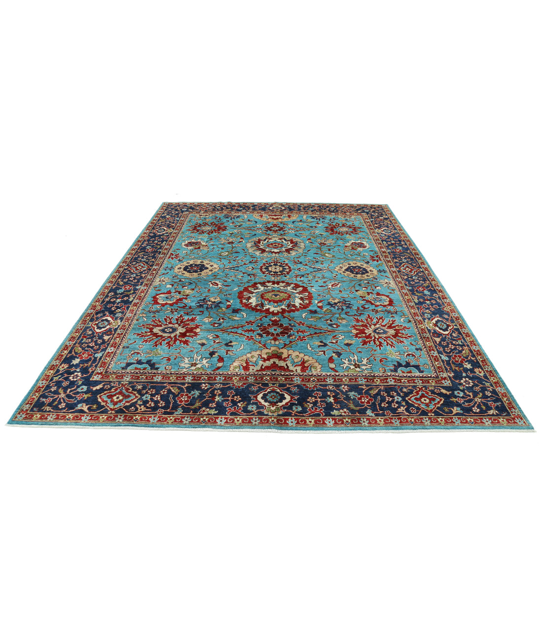 Jasmine 8'1'' X 10'2'' Hand-Knotted Wool Rug 8'1'' x 10'2'' (243 X 305) / Teal / Blue