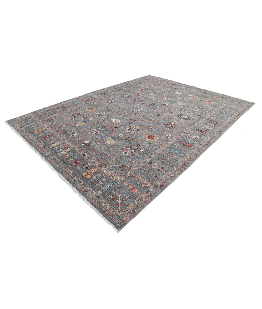 Jasmine 9'0'' X 12'3'' Hand-Knotted Wool Rug 9'0'' x 12'3'' (270 X 368) / Grey / Grey