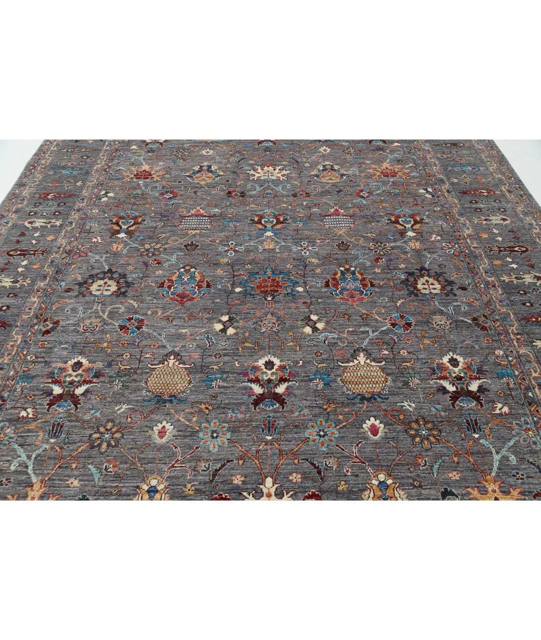 Jasmine 9'0'' X 12'3'' Hand-Knotted Wool Rug 9'0'' x 12'3'' (270 X 368) / Grey / Grey