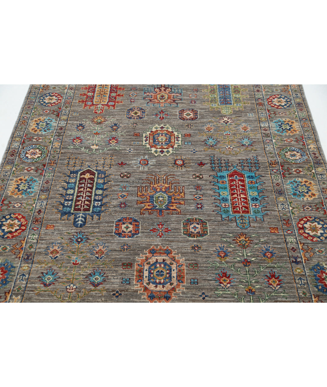 Jasmine 4'2'' X 6'5'' Hand-Knotted Wool Rug 4'2'' x 6'5'' (125 X 193) / Grey / Grey