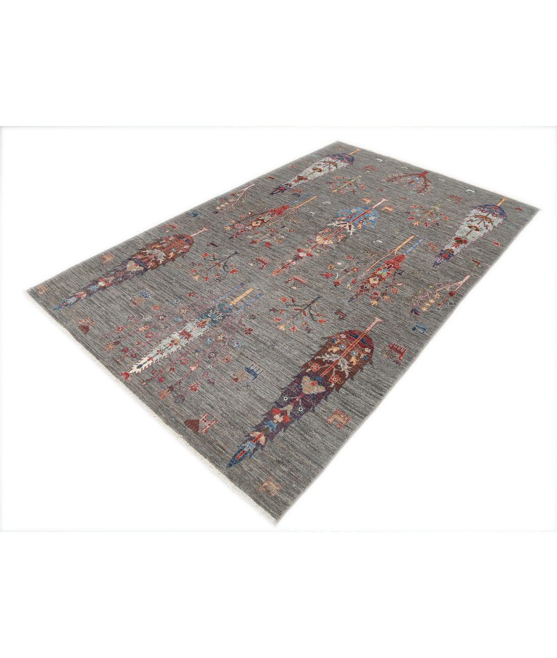 Bakshaish 5'8'' X 9'0'' Hand-Knotted Wool Rug 5'8'' x 9'0'' (170 X 270) / Grey / Multi