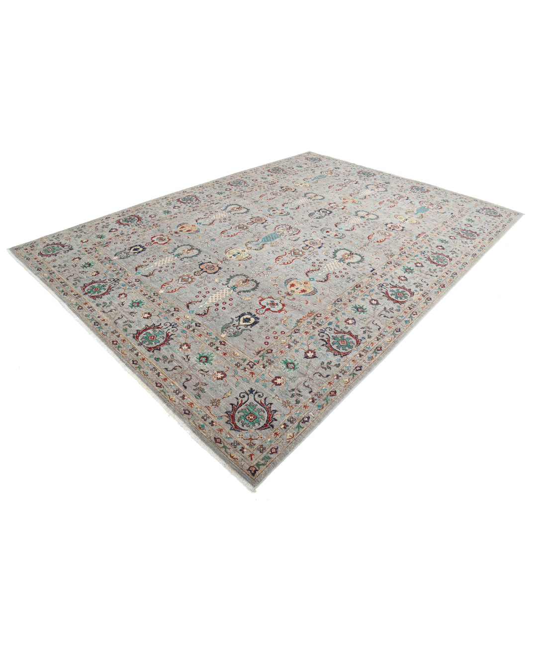 Jasmine 8'9'' X 11'11'' Hand-Knotted Wool Rug 8'9'' x 11'11'' (263 X 358) / Grey / Grey