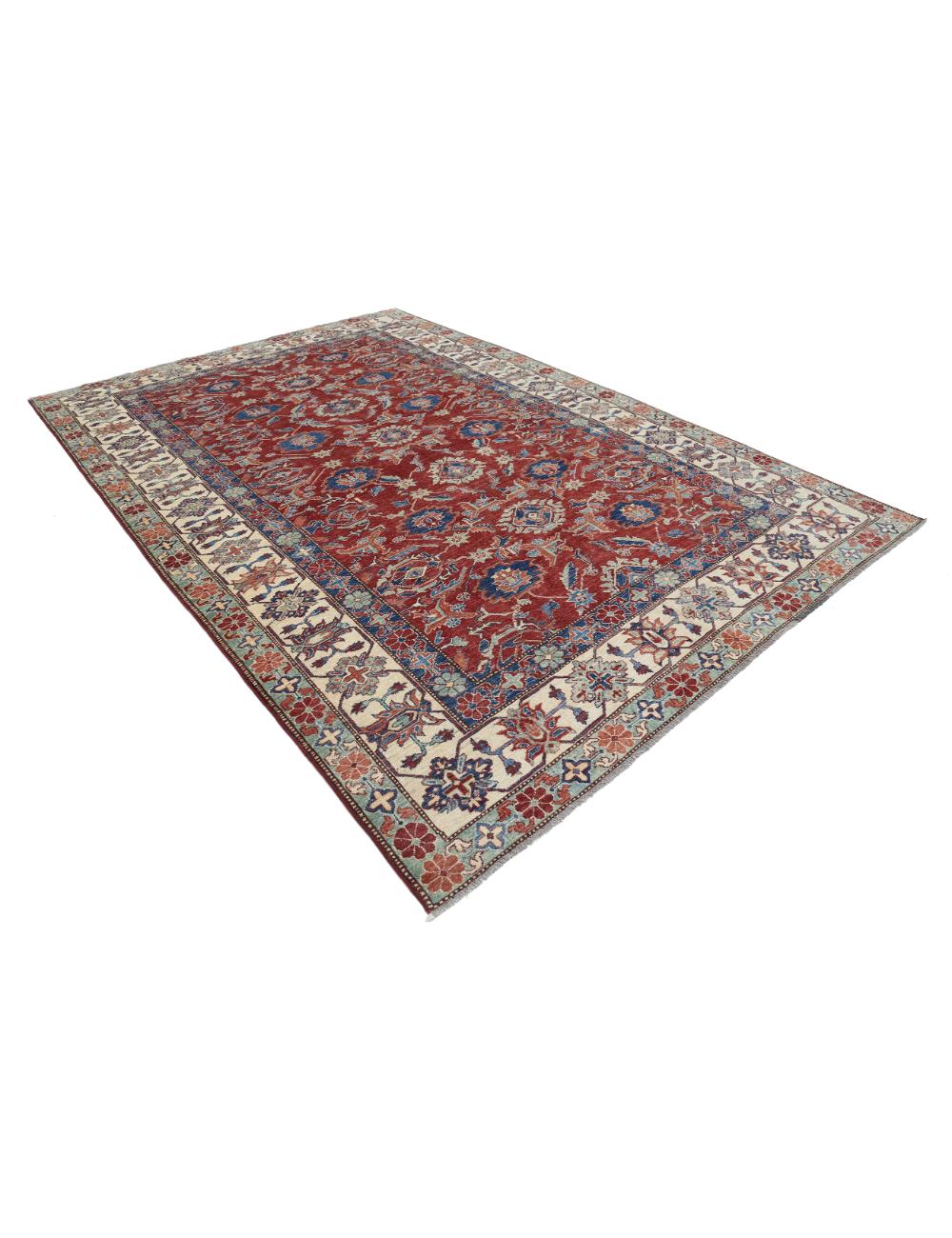 Kazak 7' 11" X 11' 6" Hand-Knotted Wool Rug 7' 11" X 11' 6" (241 X 351) / Red / Ivory