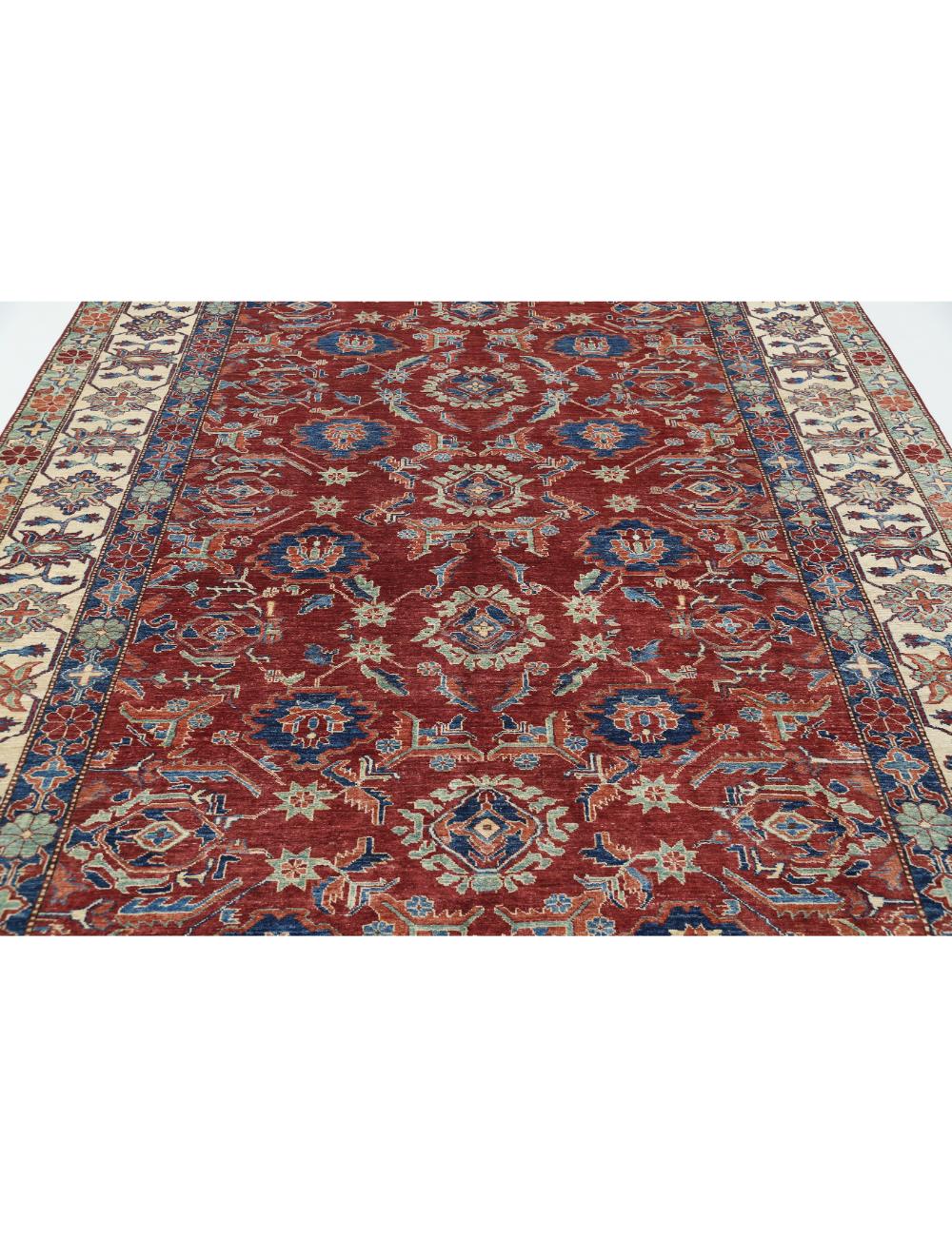 Kazak 7' 11" X 11' 6" Hand-Knotted Wool Rug 7' 11" X 11' 6" (241 X 351) / Red / Ivory