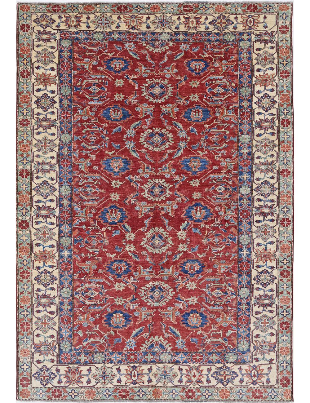 Kazak 7' 11" X 11' 6" Hand-Knotted Wool Rug 7' 11" X 11' 6" (241 X 351) / Red / Ivory