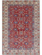 Kazak 7' 11" X 11' 6" Hand-Knotted Wool Rug 7' 11" X 11' 6" (241 X 351) / Red / Ivory