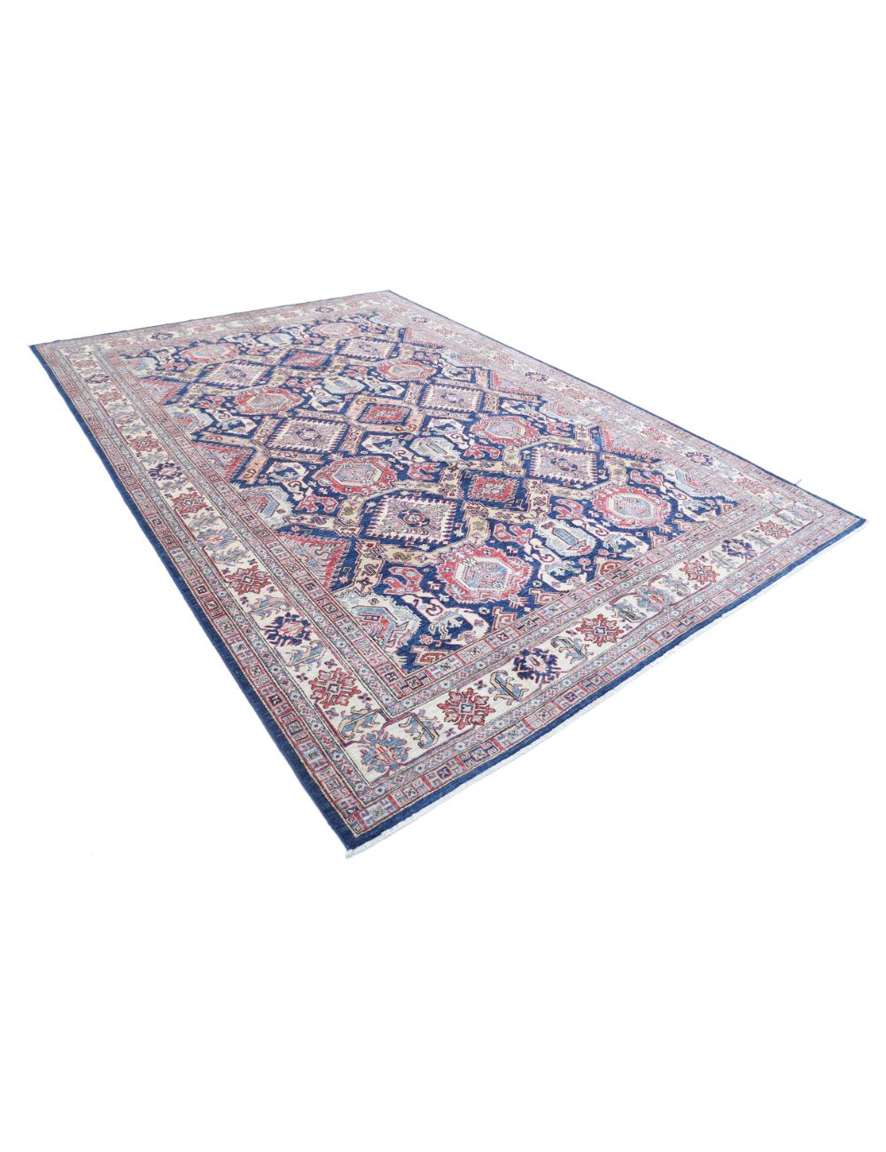 Kazak 8' 1" X 11' 5" Hand-Knotted Wool Rug 8' 1" X 11' 5" (246 X 348) / Blue / Ivory