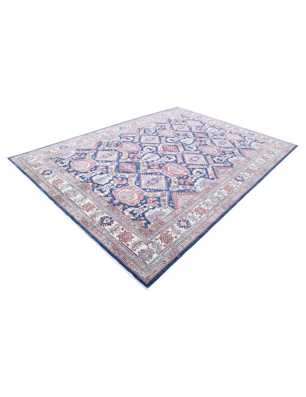 Kazak 8' 1" X 11' 5" Hand-Knotted Wool Rug 8' 1" X 11' 5" (246 X 348) / Blue / Ivory