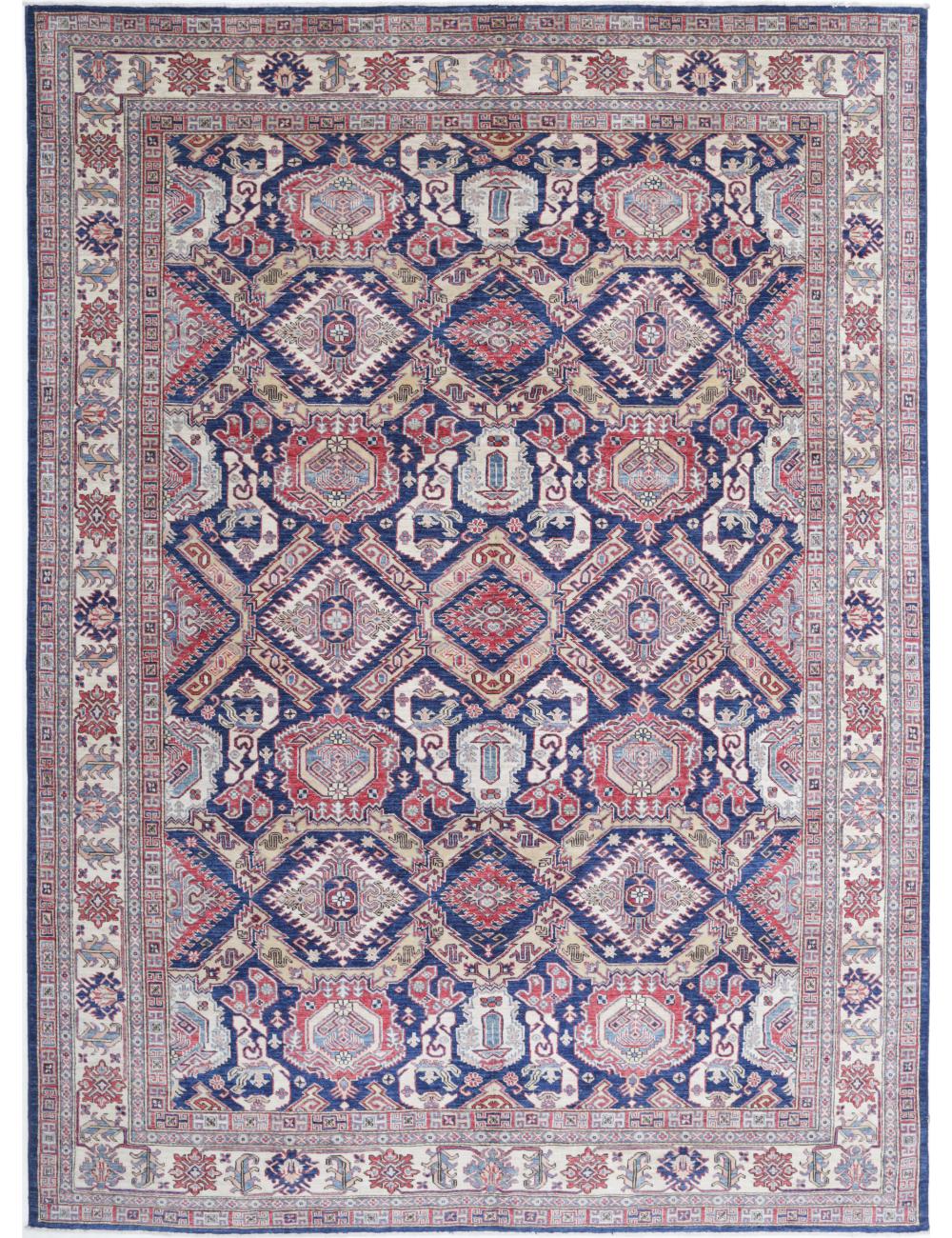 Kazak 8' 1" X 11' 5" Hand-Knotted Wool Rug 8' 1" X 11' 5" (246 X 348) / Blue / Ivory