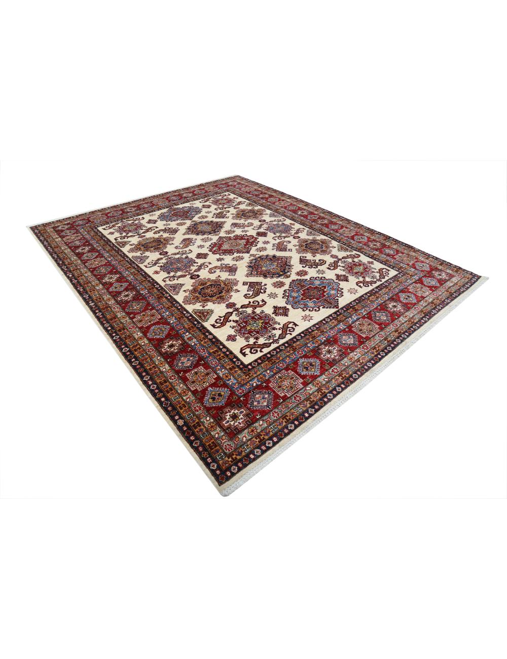 Kazak 8' 4" X 10' 3" Hand-Knotted Wool Rug 8' 4" X 10' 3" (254 X 312) / Ivory / Red