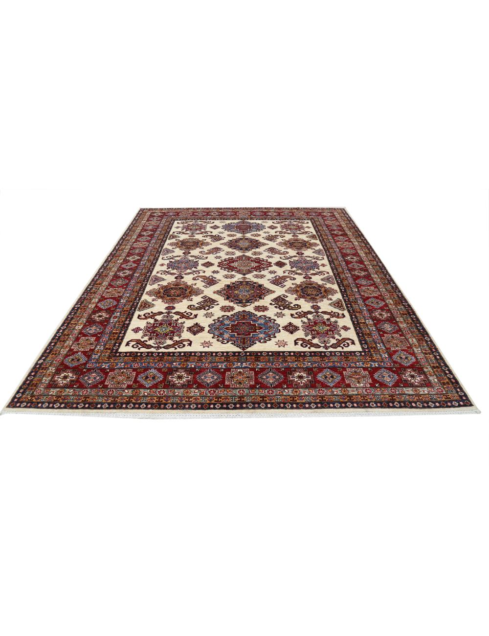 Kazak 8' 4" X 10' 3" Hand-Knotted Wool Rug 8' 4" X 10' 3" (254 X 312) / Ivory / Red