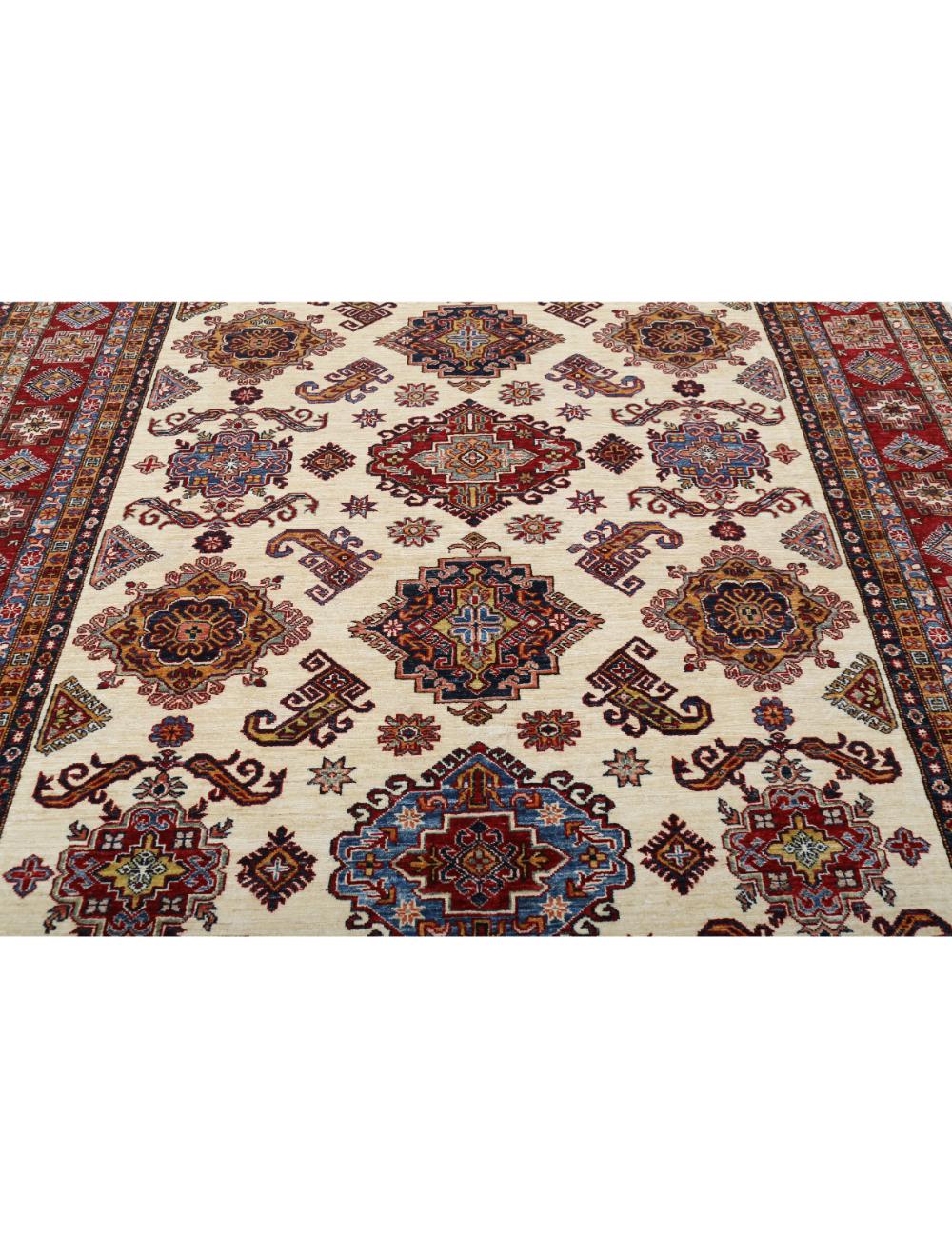 Kazak 8' 4" X 10' 3" Hand-Knotted Wool Rug 8' 4" X 10' 3" (254 X 312) / Ivory / Red