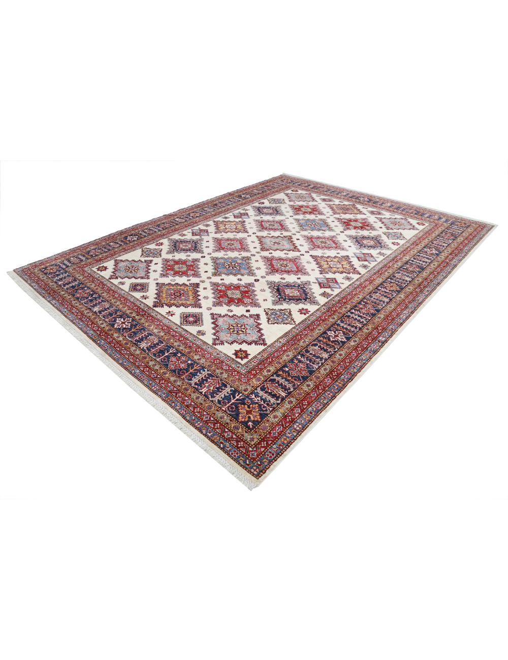 Kazak 9' 2" X 12' 0" Hand-Knotted Wool Rug 9' 2" X 12' 0" (279 X 366) / Ivory / Blue