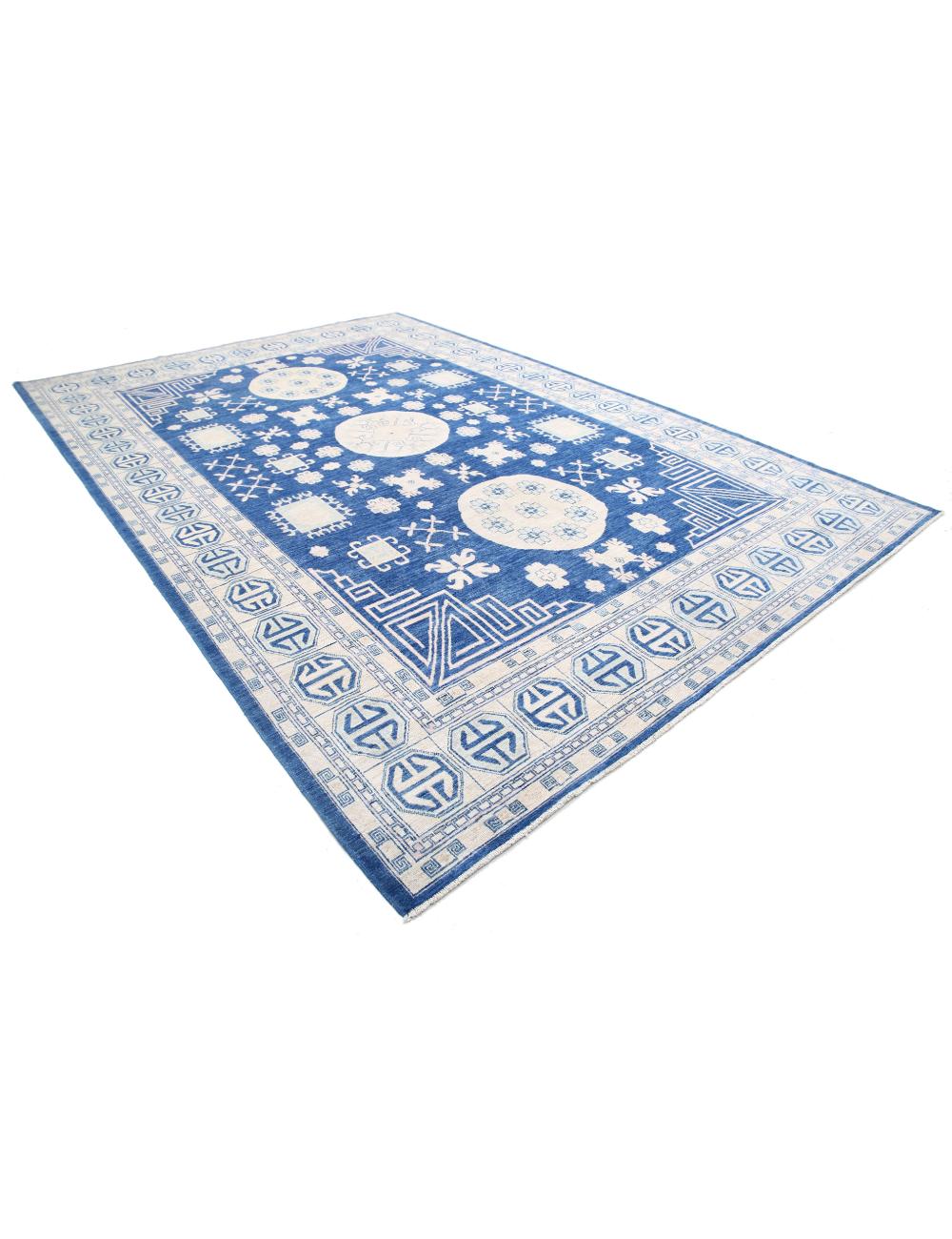 Khotan 9' 8" X 13' 10" Hand-Knotted Wool Rug 9' 8" X 13' 10" (295 X 422) / Blue / Ivory