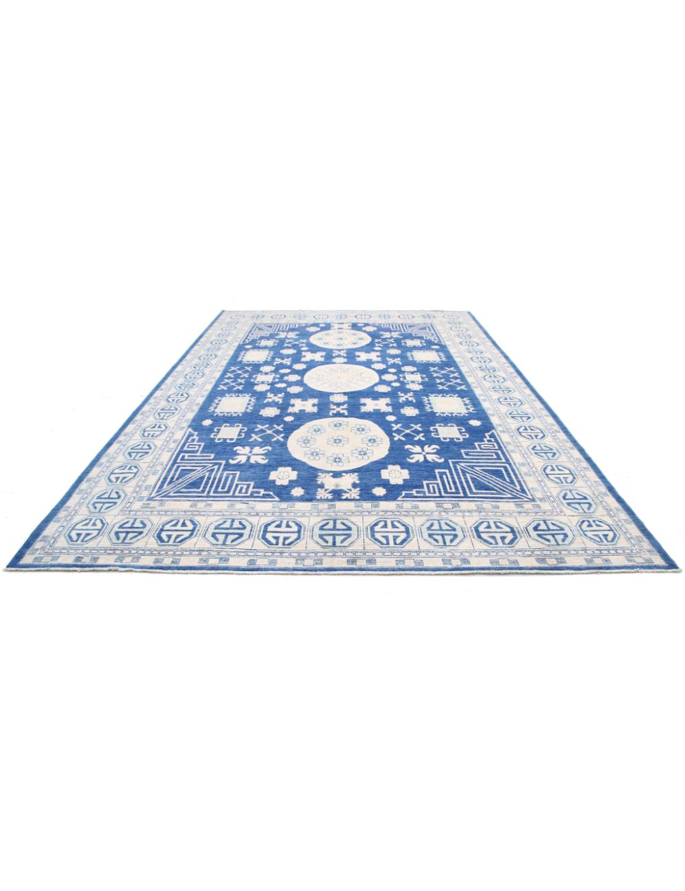 Khotan 9' 8" X 13' 10" Hand-Knotted Wool Rug 9' 8" X 13' 10" (295 X 422) / Blue / Ivory