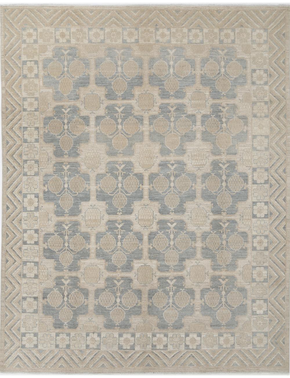 Khotan 8' 1" X 10' 2" Hand-Knotted Wool Rug 8' 1" X 10' 2" (246 X 310) / Grey / Ivory