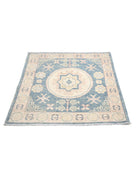 Khotan 3' 2" X 3' 3" Hand-Knotted Wool Rug 3' 2" X 3' 3" (97 X 99) / Blue / Ivory