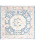 Khotan 3' 2" X 3' 3" Hand-Knotted Wool Rug 3' 2" X 3' 3" (97 X 99) / Blue / Ivory