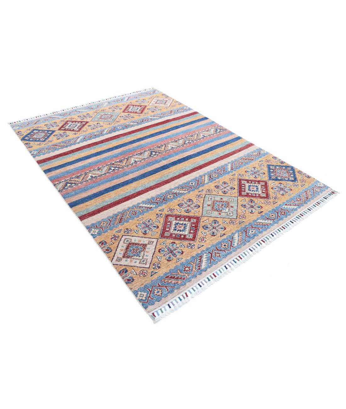 Khurjeen 5'8'' X 7'7'' Hand-Knotted Wool Rug 5'8'' x 7'7'' (170 X 228) / Multi / Blue