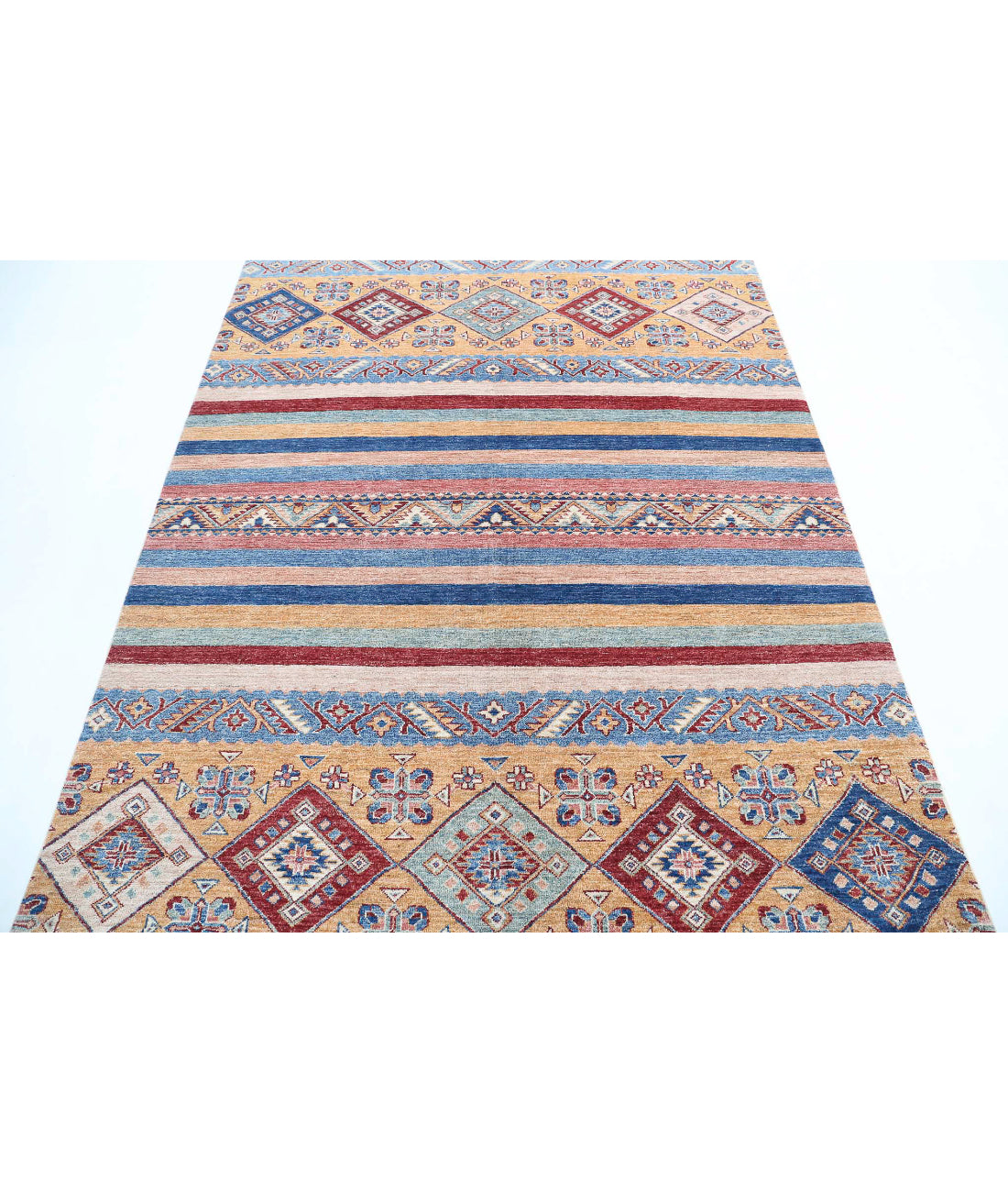 Khurjeen 5'8'' X 7'7'' Hand-Knotted Wool Rug 5'8'' x 7'7'' (170 X 228) / Multi / Blue