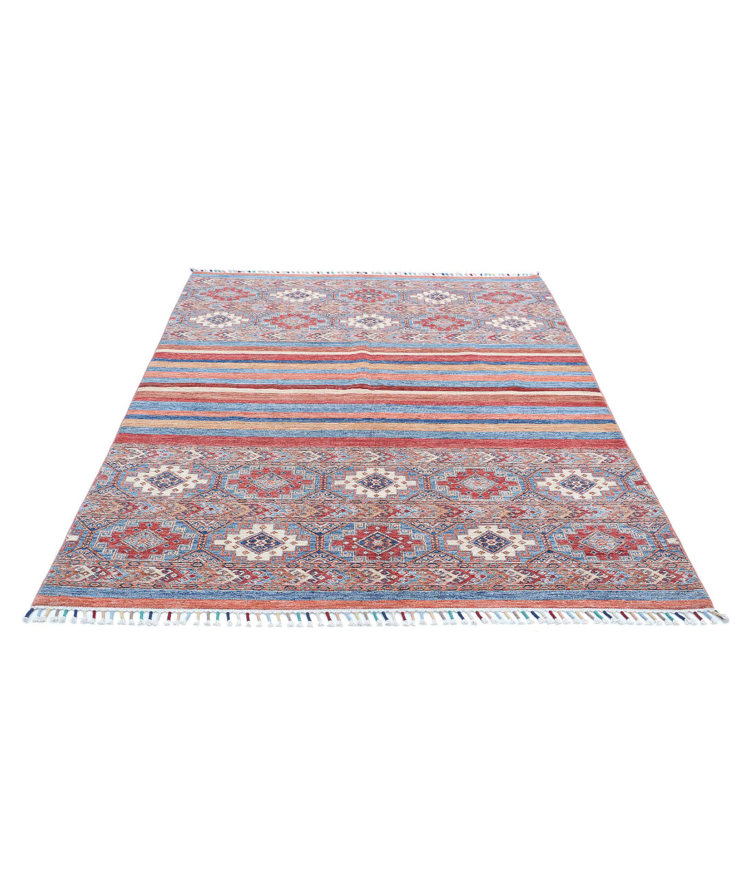 Khurjeen 5'6'' X 7'7'' Hand-Knotted Wool Rug 5'6'' x 7'7'' (165 X 228) / Multi / Red