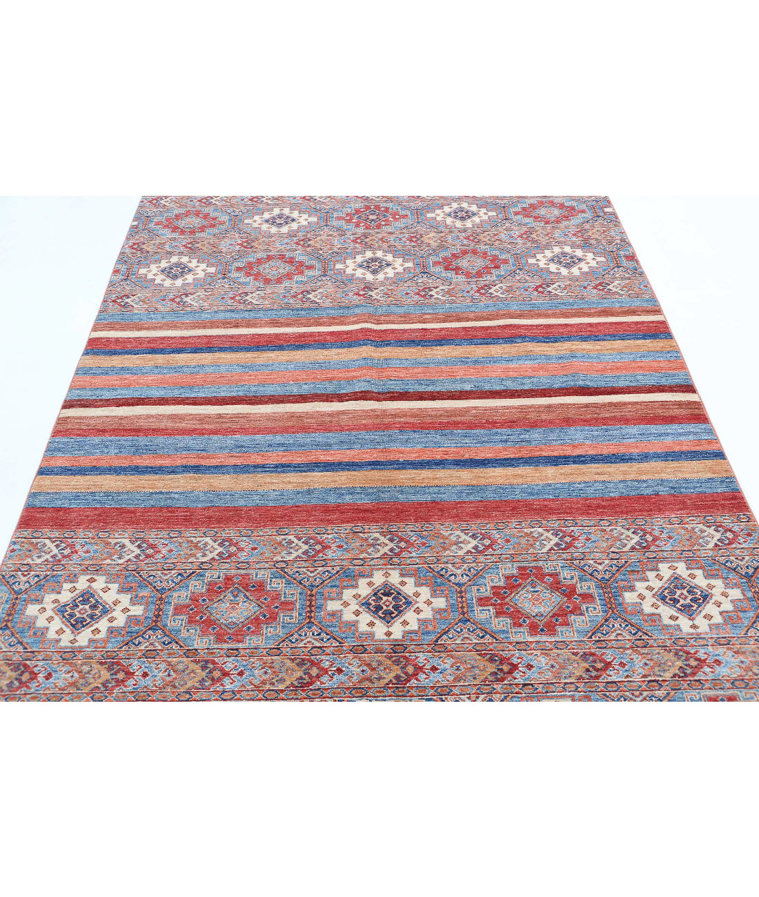 Khurjeen 5'6'' X 7'7'' Hand-Knotted Wool Rug 5'6'' x 7'7'' (165 X 228) / Multi / Red