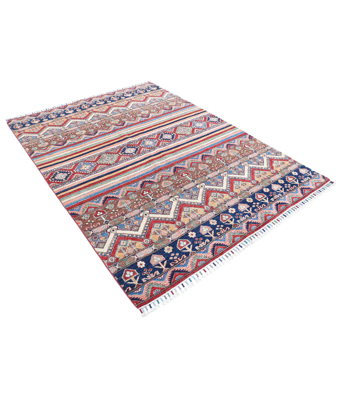 Khurjeen 5'7'' X 7'4'' Hand-Knotted Wool Rug 5'7'' x 7'4'' (168 X 220) / Multi / Blue