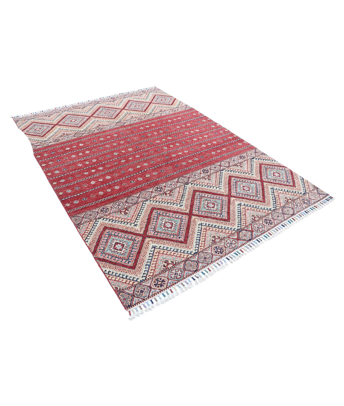 Khurjeen 5'6'' X 7'6'' Hand-Knotted Wool Rug 5'6'' x 7'6'' (165 X 225) / Multi / Red