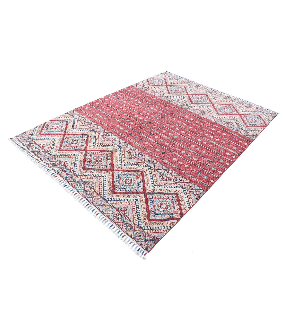 Khurjeen 5'6'' X 7'6'' Hand-Knotted Wool Rug 5'6'' x 7'6'' (165 X 225) / Multi / Red