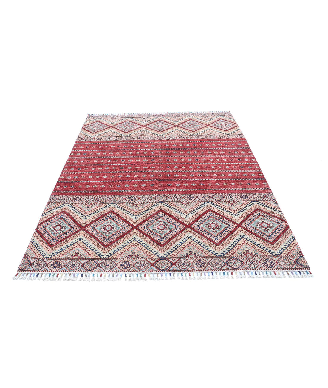 Khurjeen 5'6'' X 7'6'' Hand-Knotted Wool Rug 5'6'' x 7'6'' (165 X 225) / Multi / Red