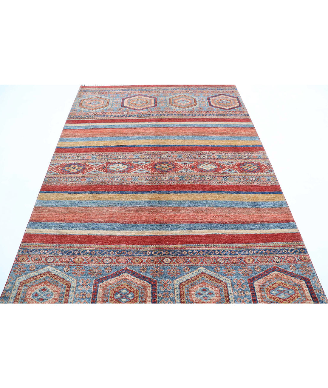 Khurjeen 5'6'' X 8'0'' Hand-Knotted Wool Rug 5'6'' x 8'0'' (165 X 240) / Multi / Red