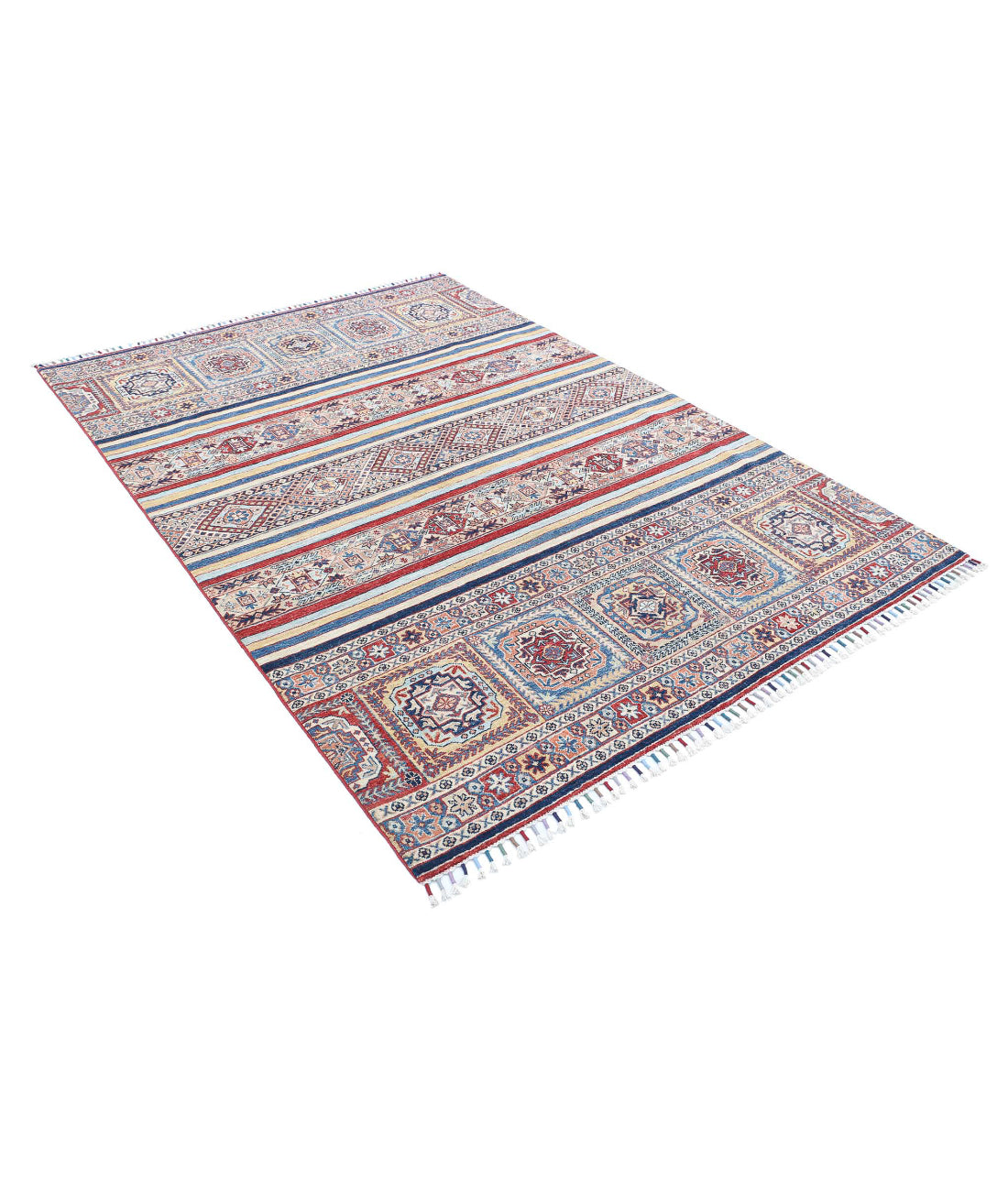 Khurjeen 5'4'' X 7'9'' Hand-Knotted Wool Rug 5'4'' x 7'9'' (160 X 233) / Multi / Blue