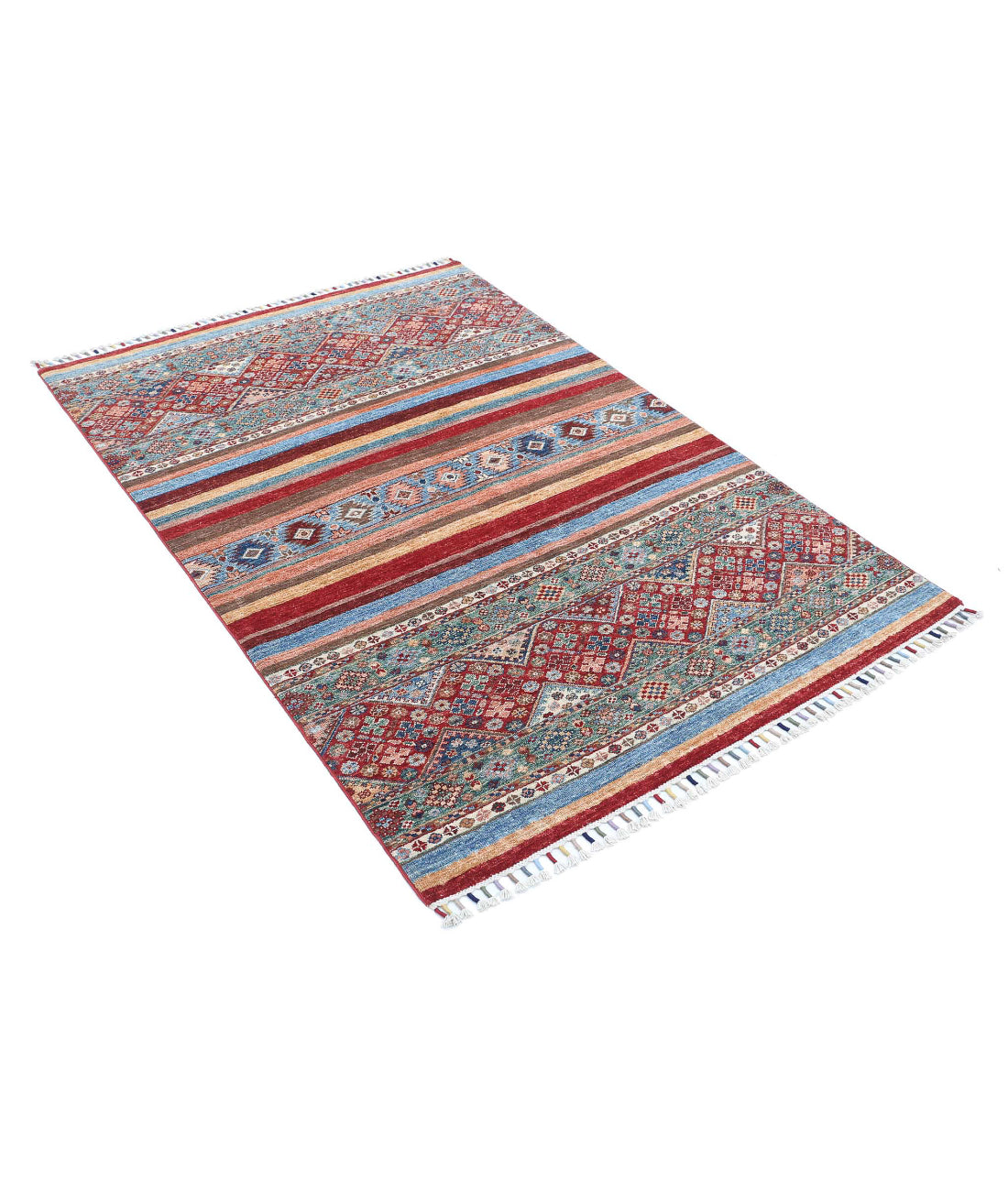 Khurjeen 4'0'' X 6'0'' Hand-Knotted Wool Rug 4'0'' x 6'0'' (120 X 180) / Multi / Multi