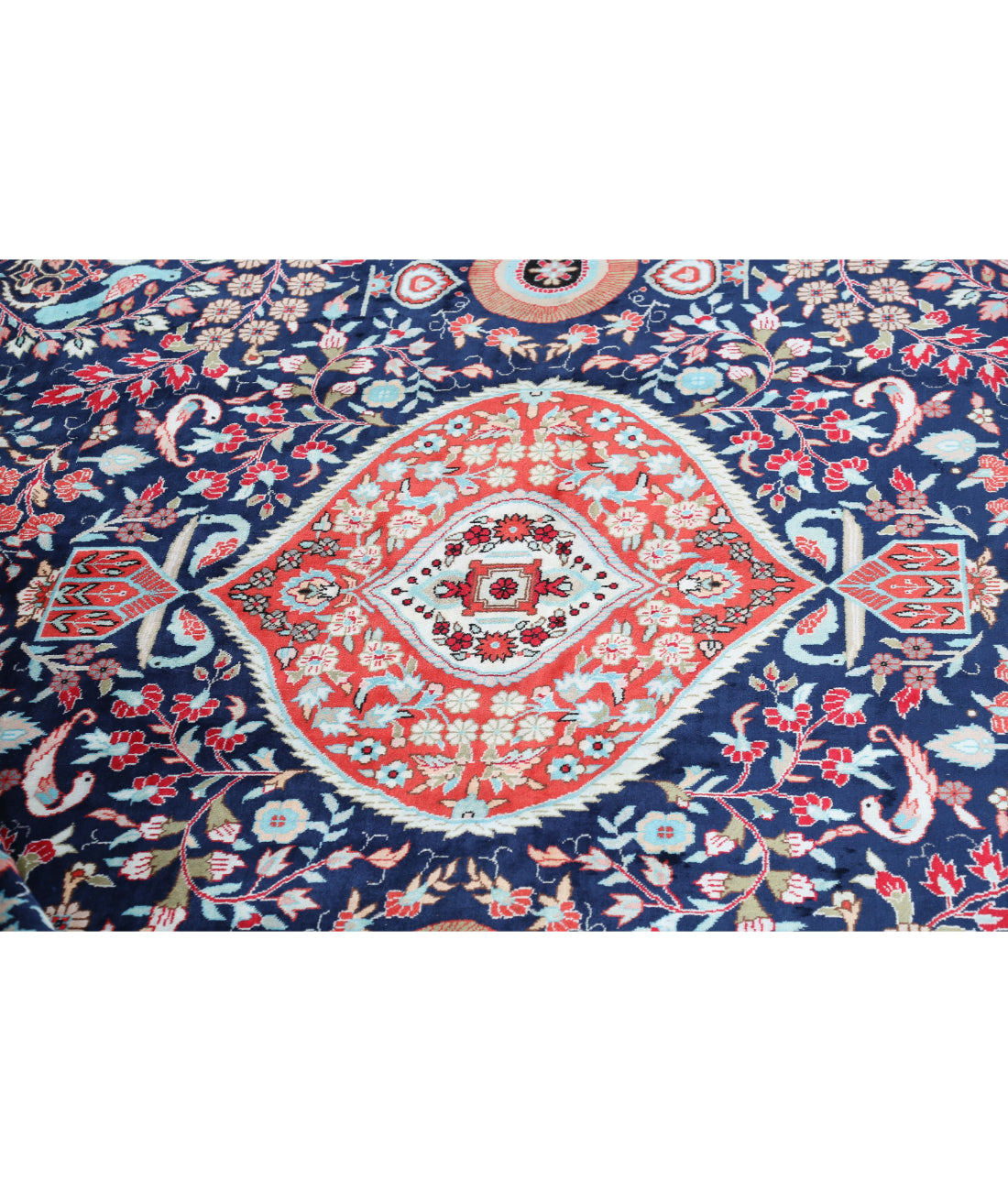 Legacy 8'0'' X 9'11'' Hand-Knotted Bamboo Silk Rug 8'0'' x 9'11'' (120 X 360) / Blue / Red