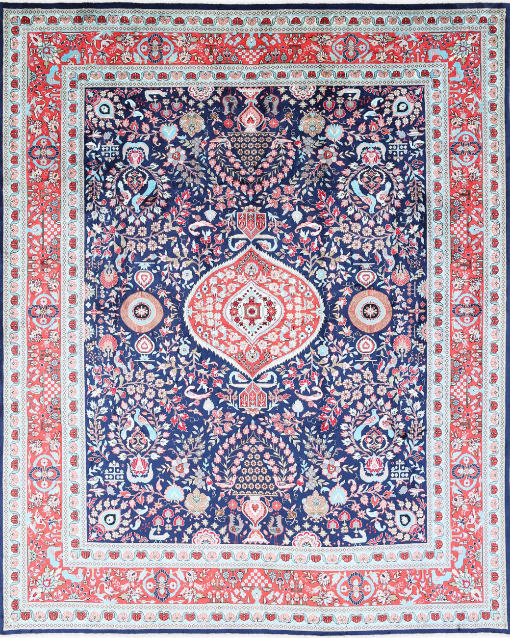 Legacy 8'0'' X 9'11'' Hand-Knotted Bamboo Silk Rug 8'0'' x 9'11'' (120 X 360) / Blue / Red
