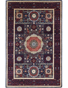Mamluk 4' 1" X 6' 5" Hand-Knotted Wool Rug 4' 1" X 6' 5" (124 X 196) / Blue / Red