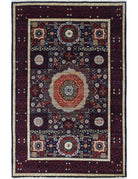 Mamluk 3' 11" X 6' 1" Hand-Knotted Wool Rug 3' 11" X 6' 1" (119 X 185) / Blue / Blue