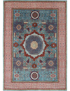 Mamluk 9' 9" X 13' 10" Hand-Knotted Wool Rug 9' 9" X 13' 10" (297 X 422) / Teal / Ivory