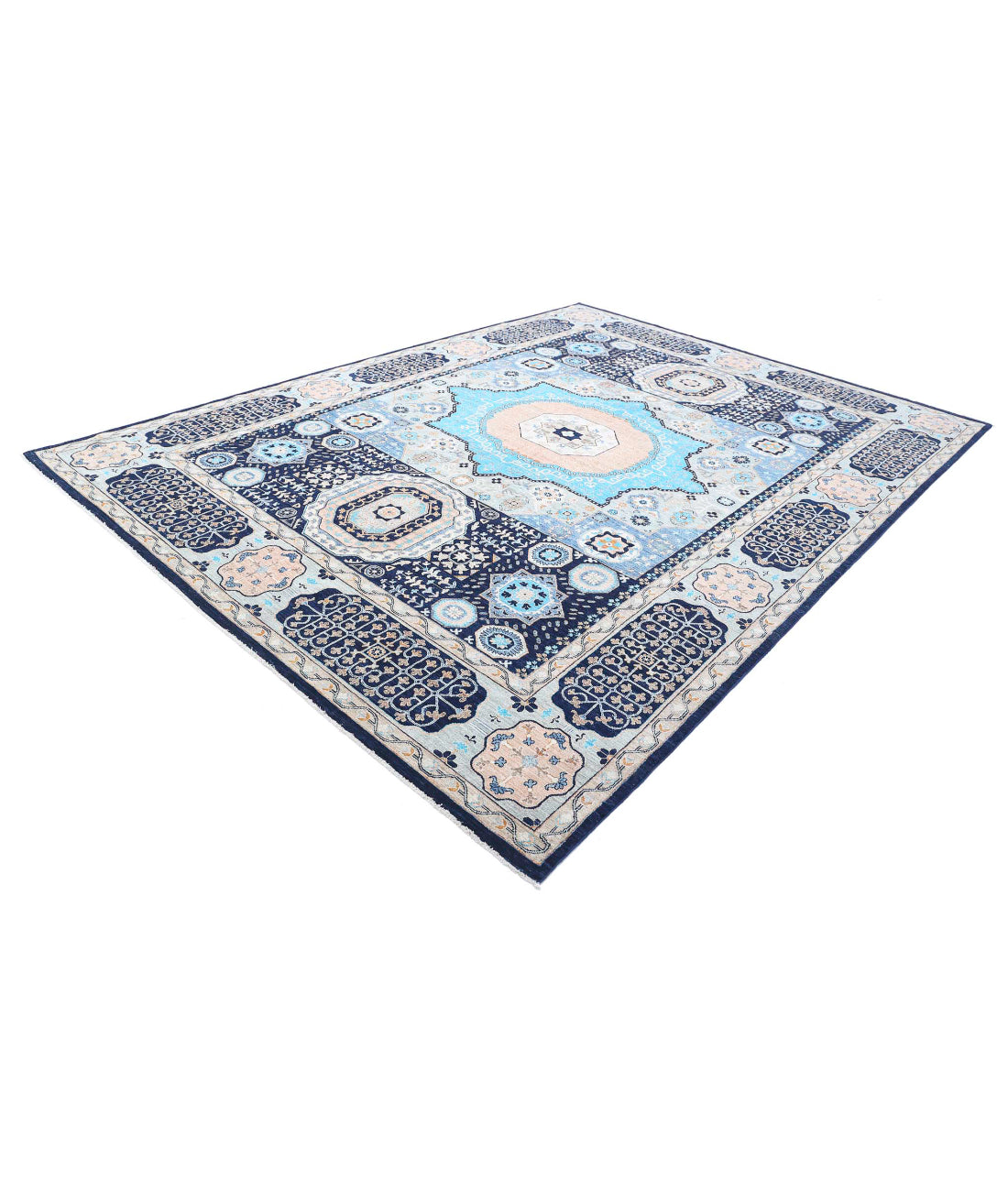 Mamluk 8'10'' X 12'0'' Hand-Knotted Wool Rug 8'10'' x 12'0'' (265 X 360) / Teal / Blue