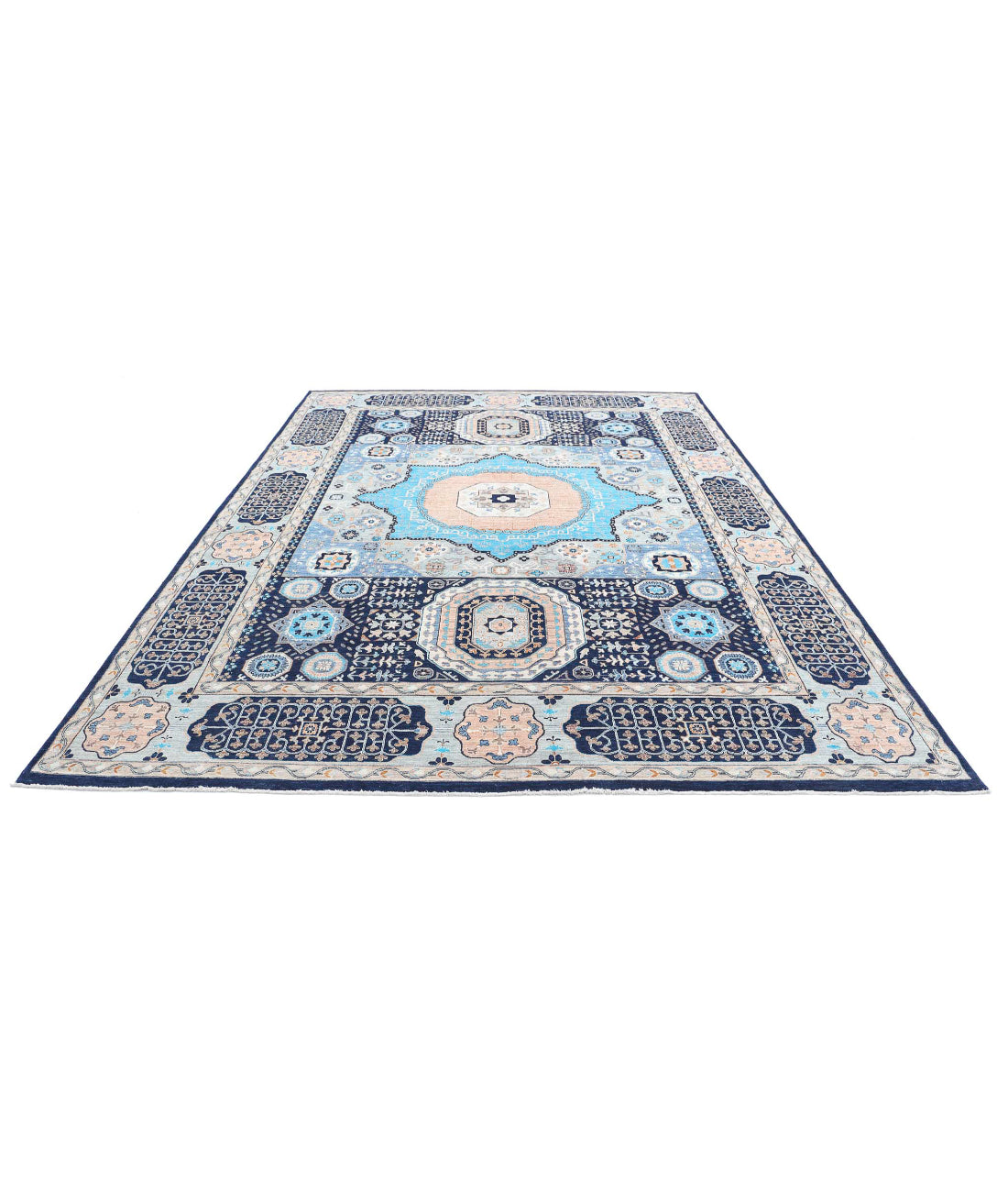 Mamluk 8'10'' X 12'0'' Hand-Knotted Wool Rug 8'10'' x 12'0'' (265 X 360) / Teal / Blue