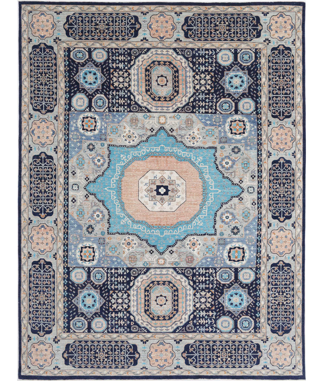 Mamluk 8'10'' X 12'0'' Hand-Knotted Wool Rug 8'10'' x 12'0'' (265 X 360) / Teal / Blue