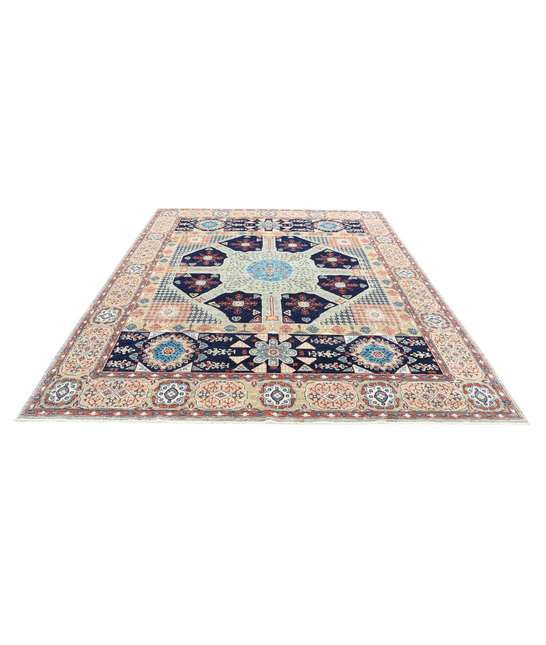 Mamluk 8'0'' X 9'10'' Hand-Knotted Wool Rug 8'0'' x 9'10'' (240 X 295) / Green / Gold